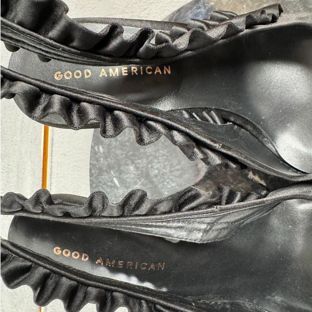 Good‎ American The Show Off Slingback Pump In Black Satin Women’s Size 11 US - Picture 7 of 8